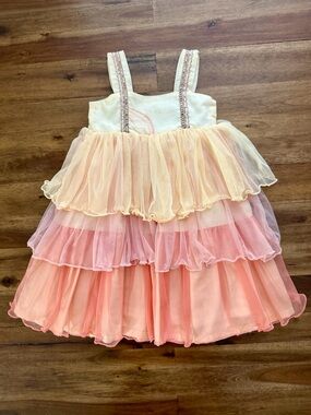 Wildling Well Dressed Wolf Girls Duchess Gown Sunset Glow 12M Pink Cream Tulle